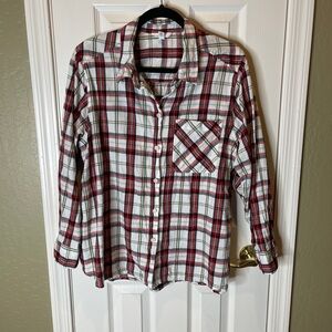 Time and Tru Red Plaid Button Down Shirt